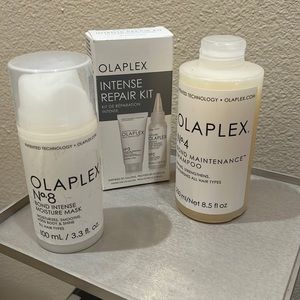 Olaplex, intense repair kits, bond maintenance shampoo and intense moisture mask